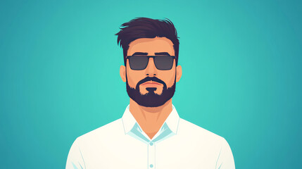 Fototapeta premium Man with beard wearing sunglasses