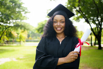 Happy and excited African woman in her graduation ceremony.