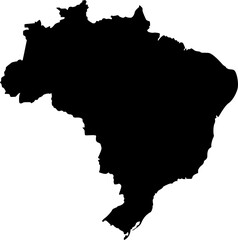 Fototapeta premium Map of Brazil Silhouette Vector Illustration. Brasil Country Maps with Transparent Background