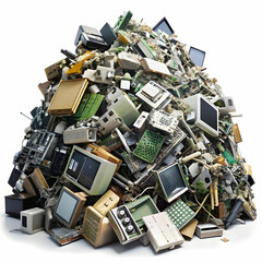 pile of e waste isolated