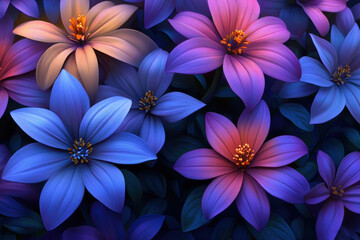 Vibrant blue purple flowers background