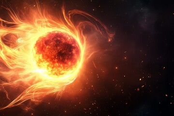 Fototapeta premium Magnetic storm on the surface of the sun. Solar activity. Solar wind. Change in the geomagnetic field. Weather dependence