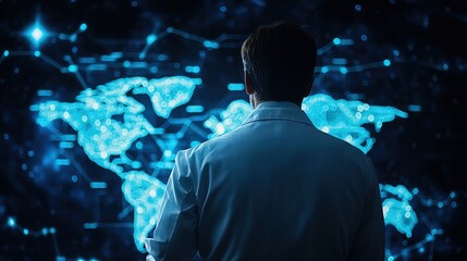 Scientist explaining a space mission plan, detailed maps and star charts in the background, focus on space exploration and discovery