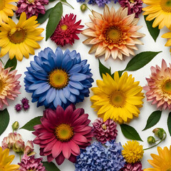 summer beautiful flowers on white background