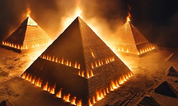 Burning Pyramids in the Desert
