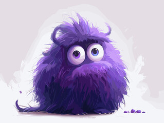 Fototapeta premium A purple monster with a big mouth and angry eyes. It looks like it's about to bite someone