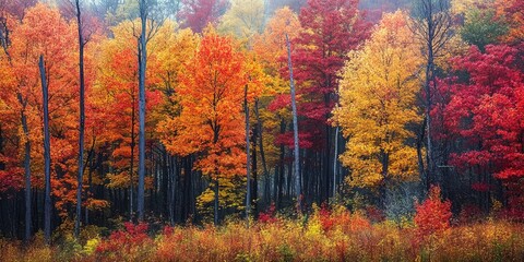 Fototapeta premium colorful autumn forest, 