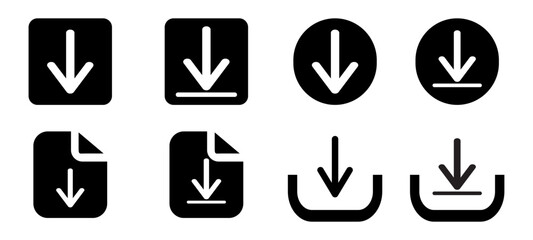 Download files icon. Download button Collection. Download files icons vector. simple download icon isolated on white background. Arrow downloading icon. Vector illustration.