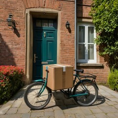 Fototapeta premium Parcel truck carrying the container and box