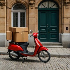Parcel truck carrying the container and box