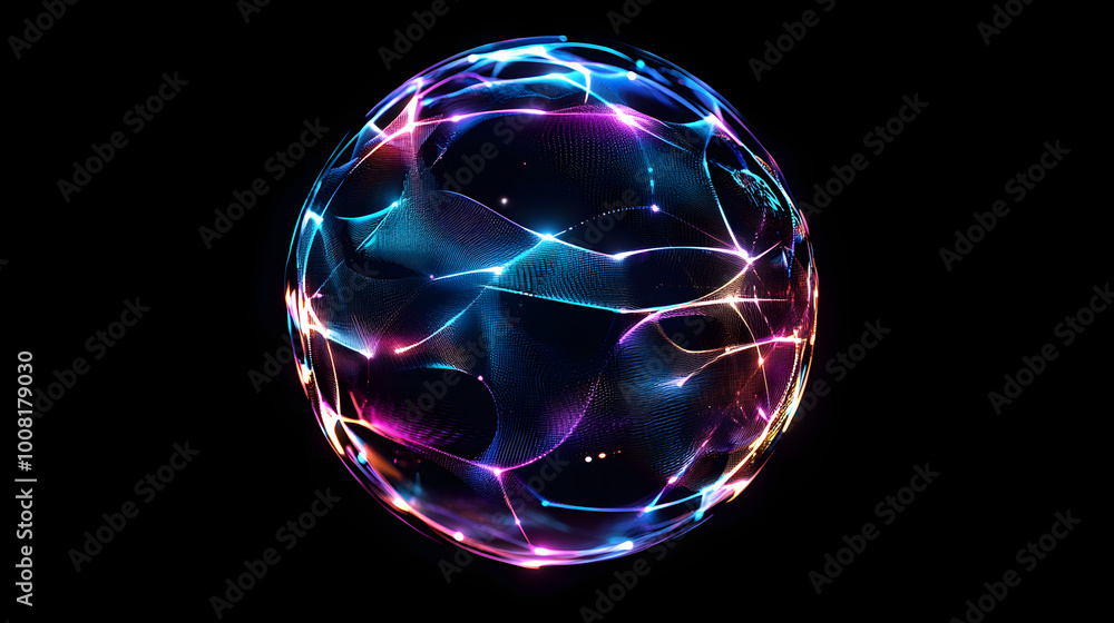 Poster sphere with connecting points. global connection technology. the accumulation of information. 3d ren