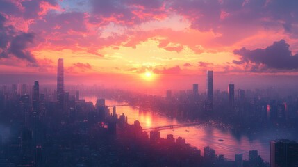Fototapeta premium Cityscape Sunset