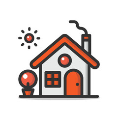 Red house residence icon isolated vector illustration.
