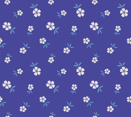 Japanese Pretty Flower Leaf Fall Vector Seamless Pattern