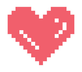 Fototapeta premium Pixelated red heart with highlights