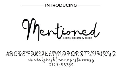 Mentioned Font Stylish brush painted an uppercase vector letters, alphabet, typeface