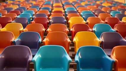 Naklejka premium Row of chairs with one odd one out