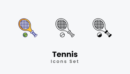 Tennis icons vector set stock illustration