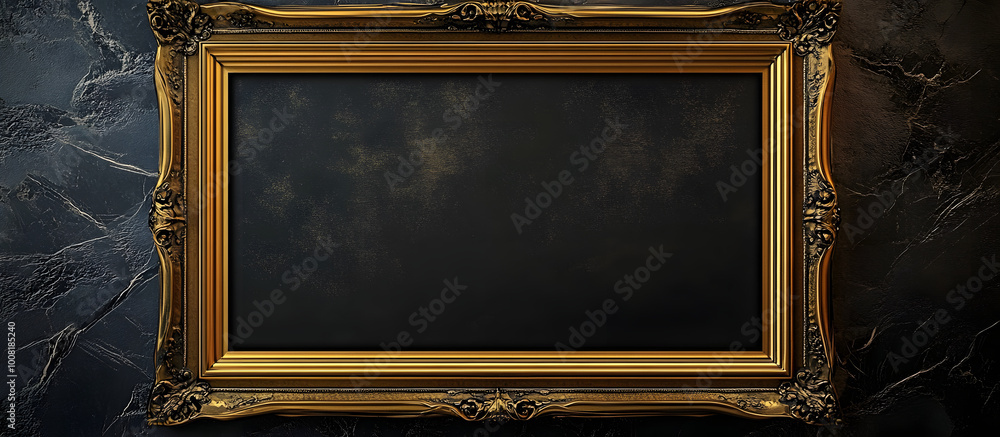 Poster vintage style blank design in a mockup of a gold picture frame with editable features providing a hi