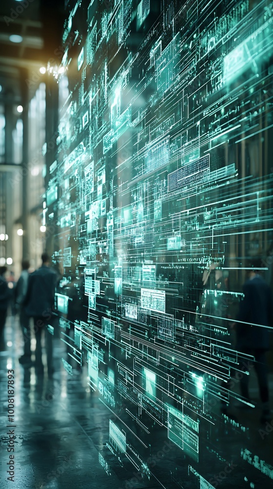 Poster a modern classroom where quantum-powered holographic displays help students visualize quantum wave f