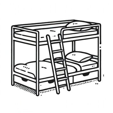 recommend clip art: Minimalistic Doodle of Bunk Bed with Ladder