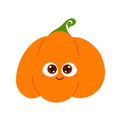 Halloween pumpkin. Cartoon holidays pumpkin character in hand drawn style