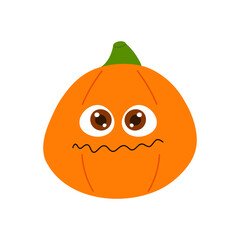 Happy Halloween pumpkin character with smiling face. Happy creepy and cute character for Halloween party