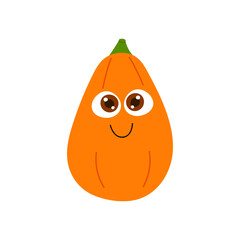 Childish pumpkin character with emotional faces for Halloween party