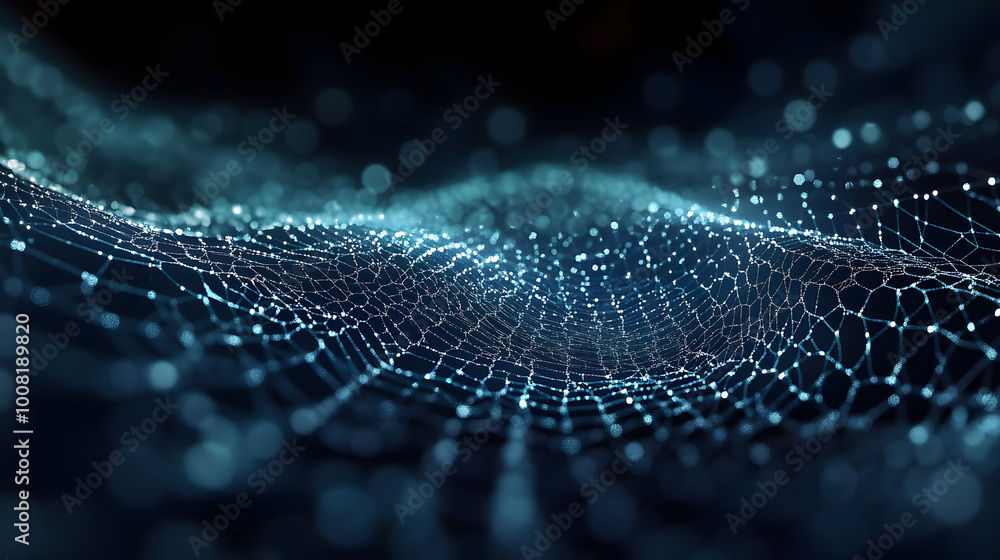 Aufkleber grid of internet technologies. abstract background with cobwebs. large amount of data. 3d rendering.
