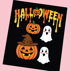 Halloween Jack-o-Lantern Pumpkins on rustic wooden background