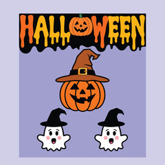 Halloween Jack-o-Lantern Pumpkins on rustic wooden background