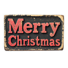 Vintage Wood Letterpress Blocks Stamped to Spell Merry Christmas. Isolated on a Transparent Background. Cutout PNG.