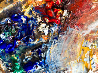 A painting with a lot of different colors and textures