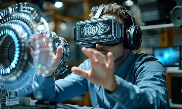 VR Engineer Working on a Mechanical Part