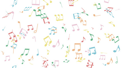 パステルカラーの音符の紙吹雪のイラスト	