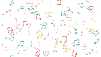 パステルカラーの音符の紙吹雪、ベクターイラスト	