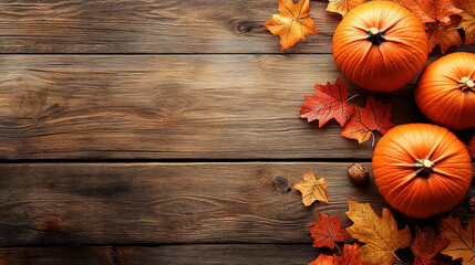 Halloween concept background. National Pumpkin Day. Autumn background with fall leaves and pumpkins. Colorful halloween decoration pumpkins. Halloween Pumpkins. Copy space area for text