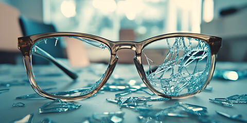 Shattered Glasses on Office Desk