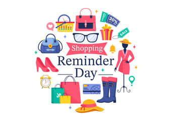 Shopping Reminder Day Vector Illustration for 26th November, featuring a Paper Bag and Items in a National Holiday Flat Style Cartoon Background