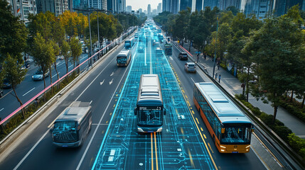 W sercu inteligentnego miasta znajduje się zaawansowany system transportowy, który łączy w sobie autonomiczne autobusy i zintegrowane zarządzanie ruchem. 