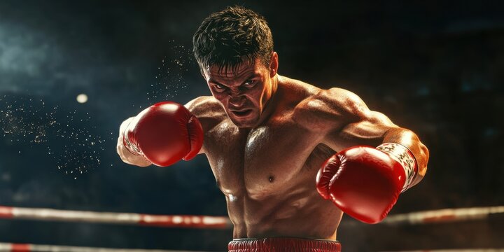 a man wearing boxing gloves and boxing gloves