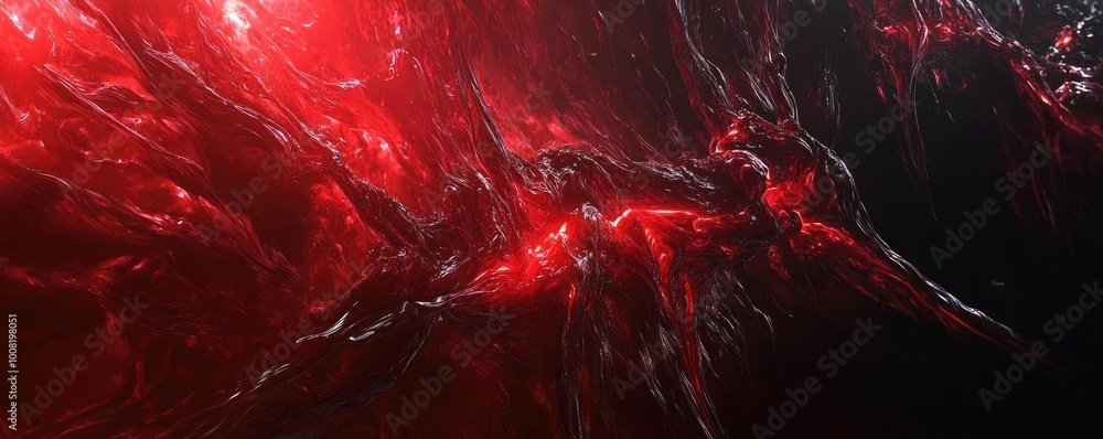 Aufkleber an abstract representation showcasing vibrant red textures and flowing lines, evoking emotion and dy