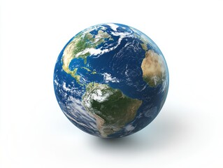 Fototapeta premium 2408 72.A detailed globe of Earth, showing the blue oceans and green continents, sits on a white background. The image emphasizes the planetâ€™s beauty and fragility, with soft lighting creating a
