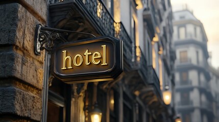 Obraz premium Modern Hotel Building with Clear Blue Sky