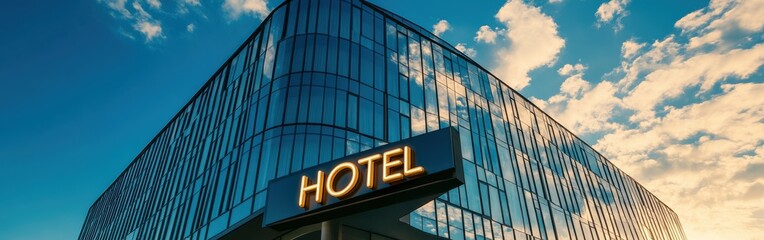 Obraz premium Modern Hotel Building with Large 