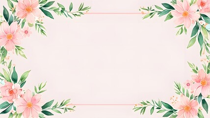Obraz premium Soft pink flower frame with watercolor