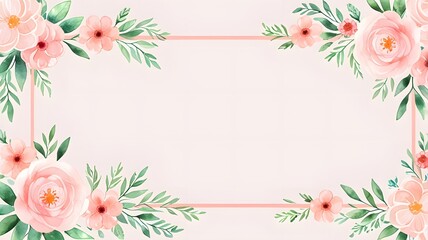 Soft pink flower frame with watercolor