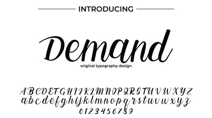 Demand Font Stylish brush painted an uppercase vector letters, alphabet, typeface
