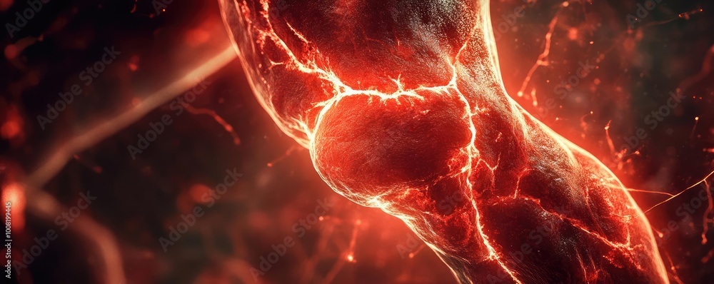 Poster intricate close-up of a glowing biological structure, showcasing vibrant colors and dynamic energy p