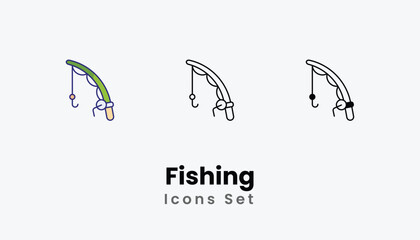 Fishing icons vector set stock illustration